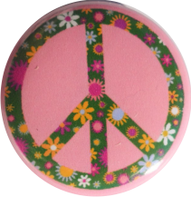 Peace sign badge retro flowers